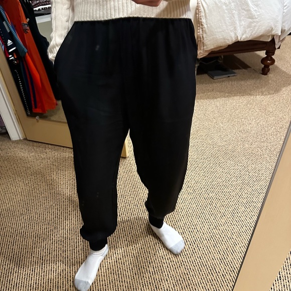 Theory Black Silk Jogger Drawstring Elastic Ankle - Picture 2 of 4